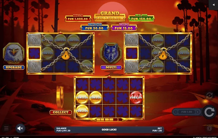 3 Apex Treasures - uruchamianie rundy Hold & Win z tablicą wilków